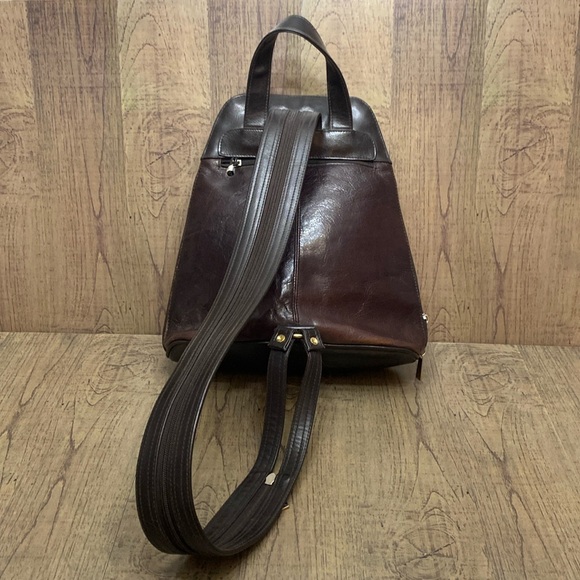 Landau Sacomoto Brown Leather Backpack Bag - Picture 3 of 9